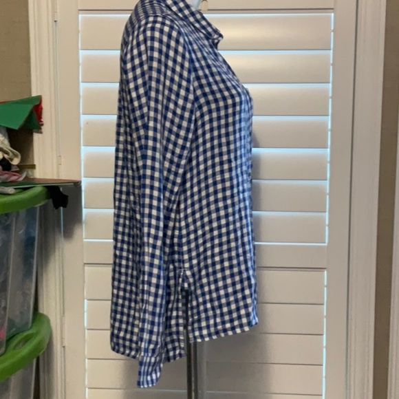SO Blue and White Checkered Women's Button Down Shirt - Picture 2 of 7